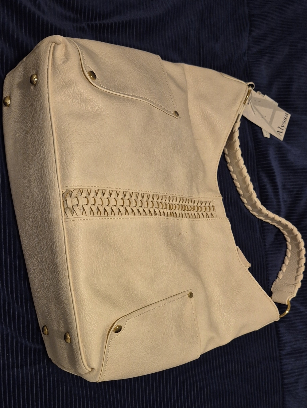 Cream Woven Accent Women’s Shoulder Bag